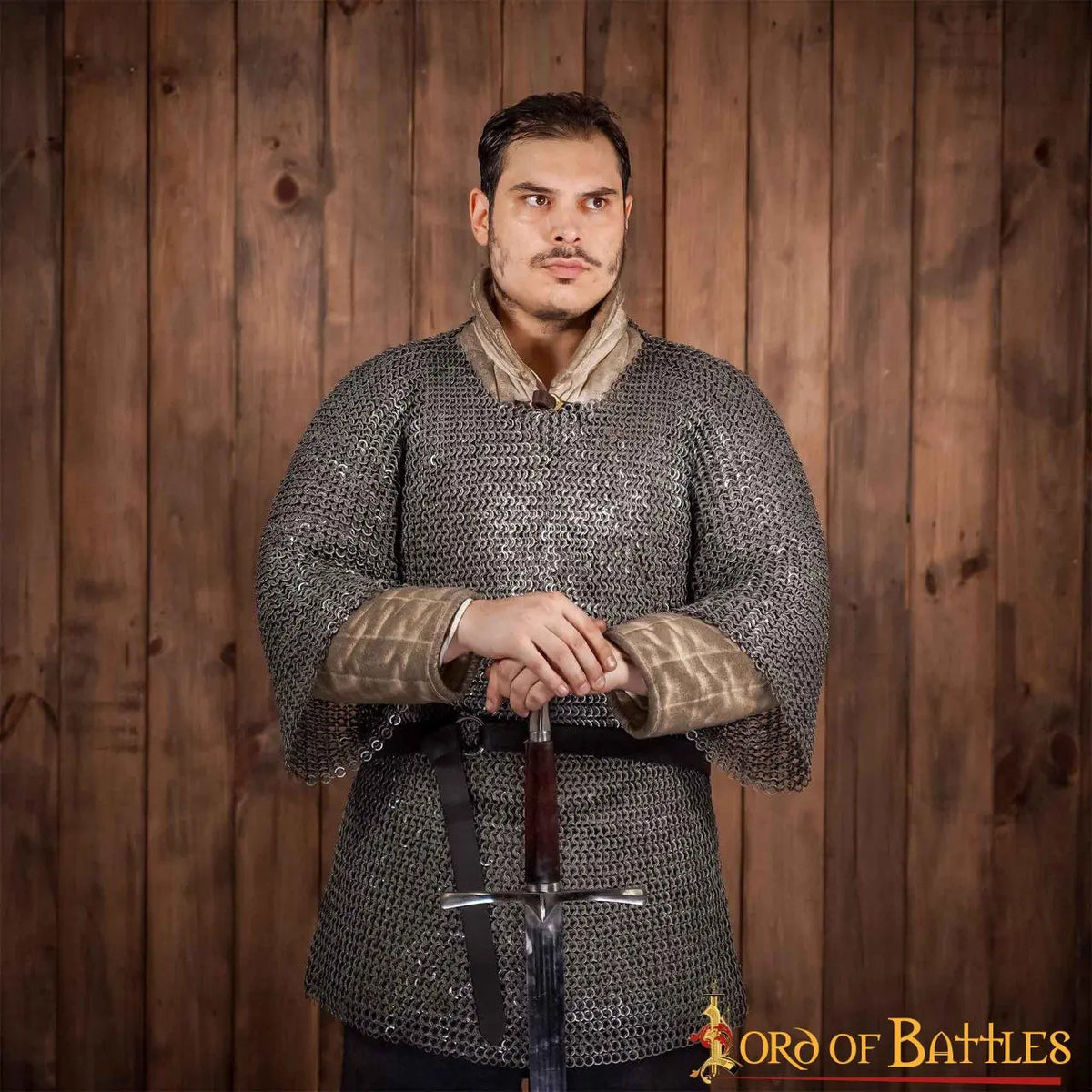 Maliëhaubergeon, blandede flade ringe, runde klinknagler, 9 mm