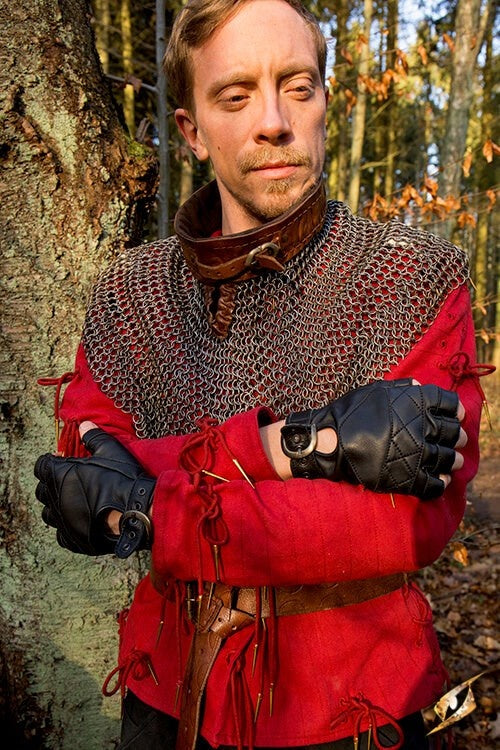 Fingerlösa läderhandskar, svarta