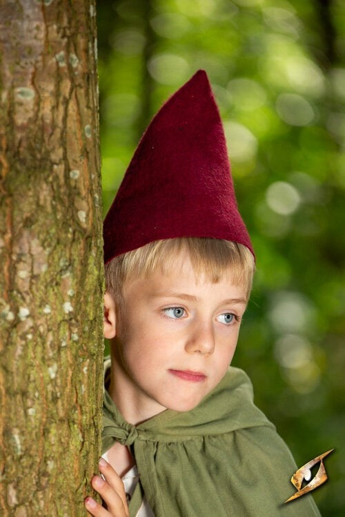 Bonnet de lutin rouge, mélange de laine