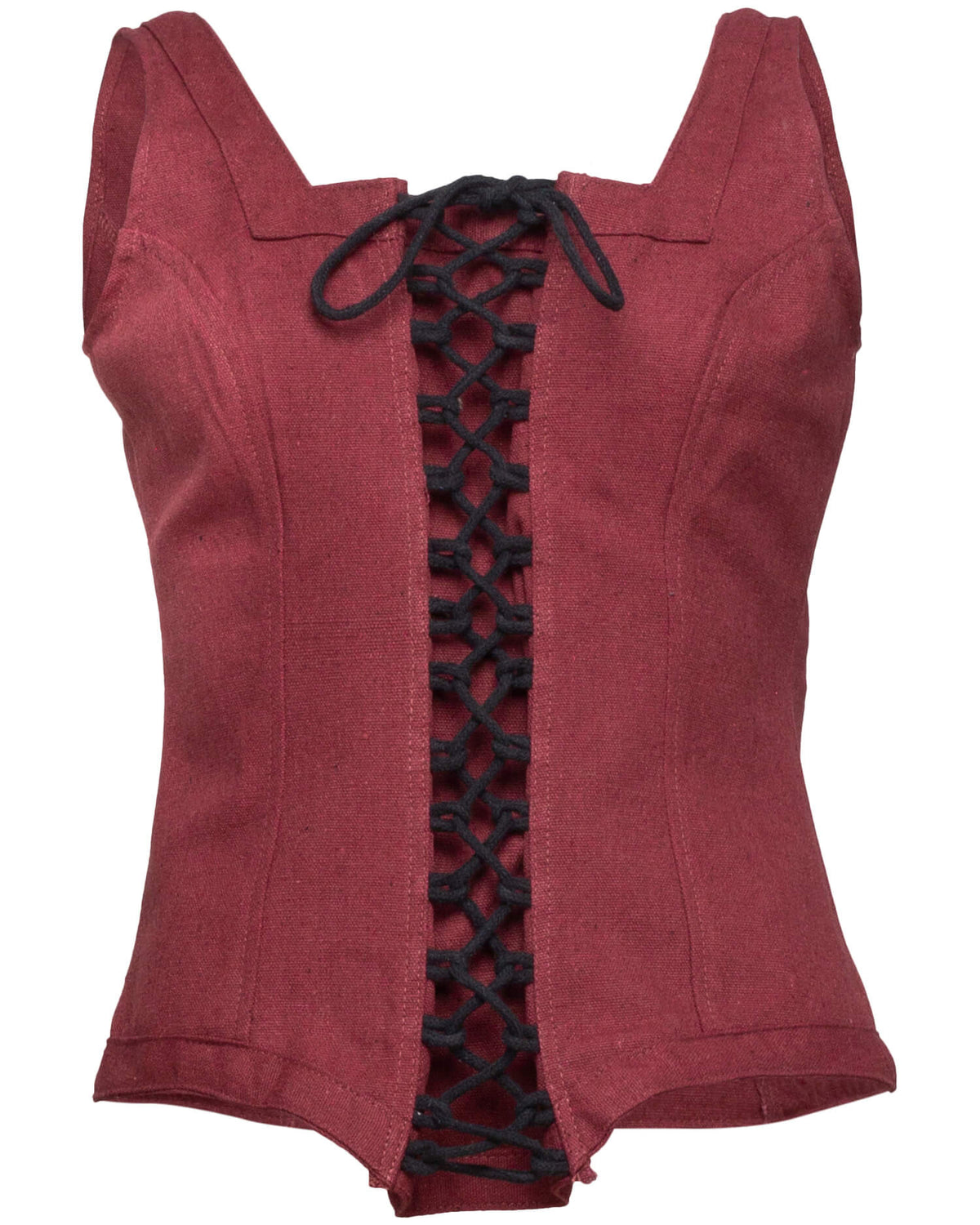 Mittelalterliches Mieder Ursula, Baumwolle, bordeauxrot