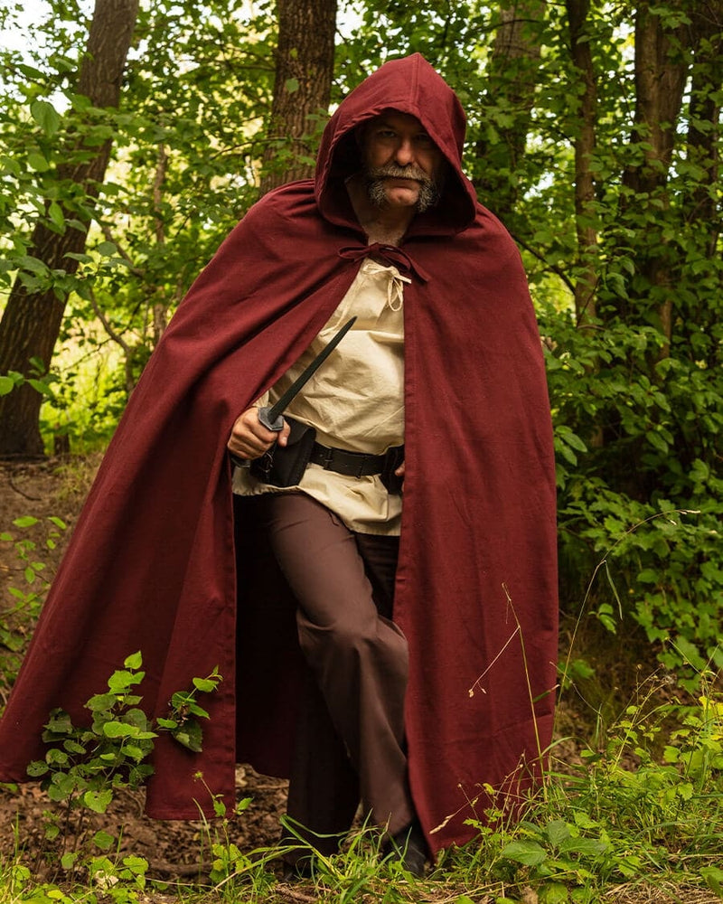 Medieval cloak Harun, burgundy red