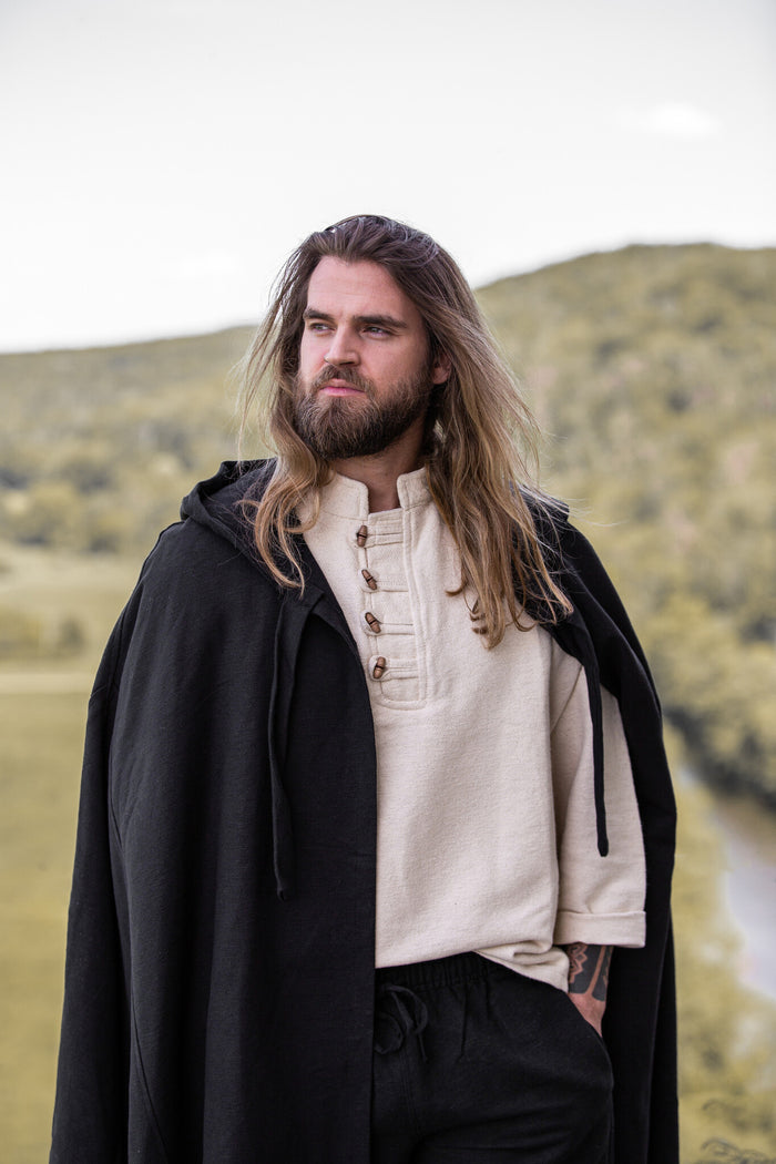 Middelalderlig kappe Karen, uldmix, sort