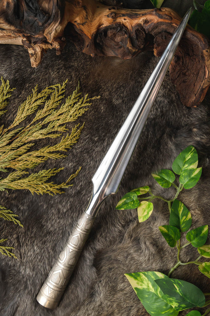 Gedecoreerde Viking werpspeerpunt, semi-scherp