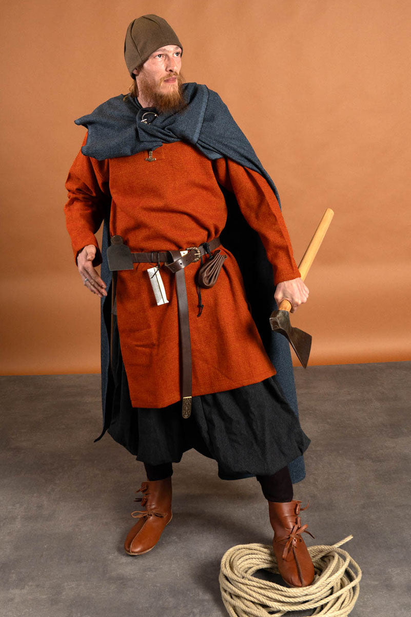 Diamantkypert tunika, 100 procent ull, orange röd