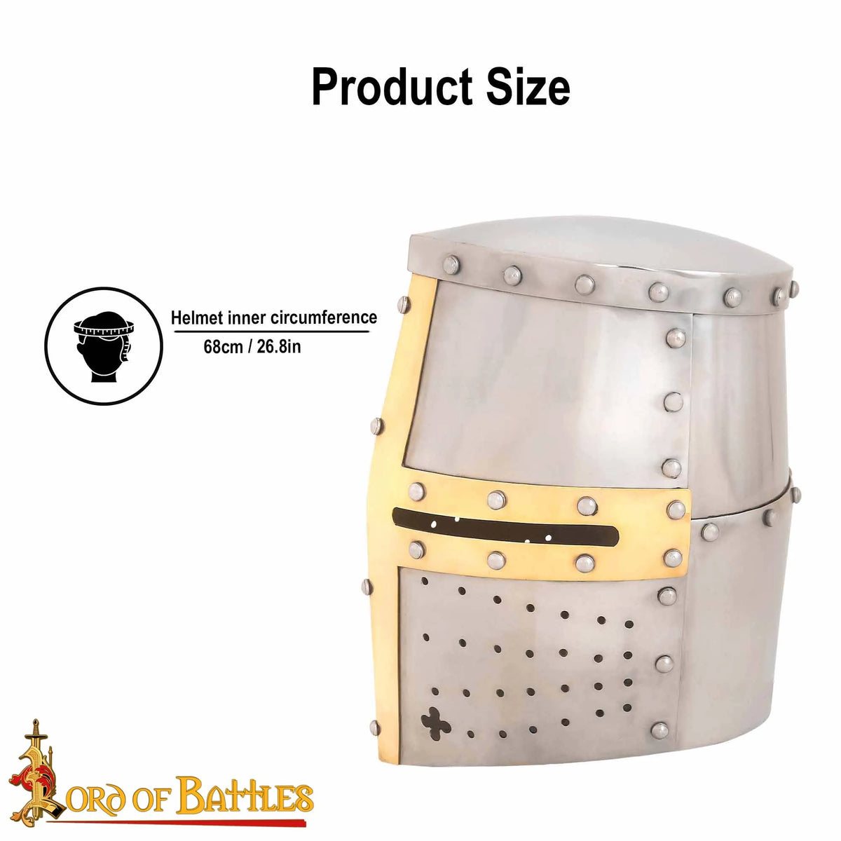 Hełm krzyżowców z mosiężnym wizjerem, 1,6 mm