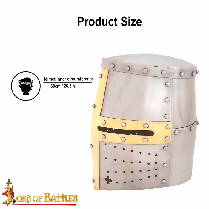 Hełm krzyżowców z mosiężnym wizjerem, 1,6 mm