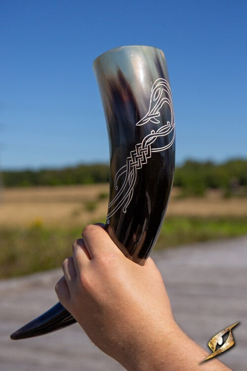 Wikiński róg do picia Midgardslang, ciemny, 500–650 ml