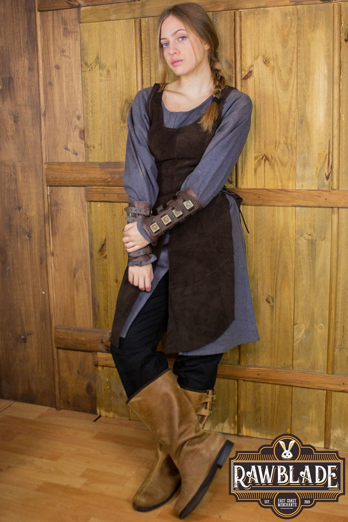 Tabard Joanne en cuir croûte – marron