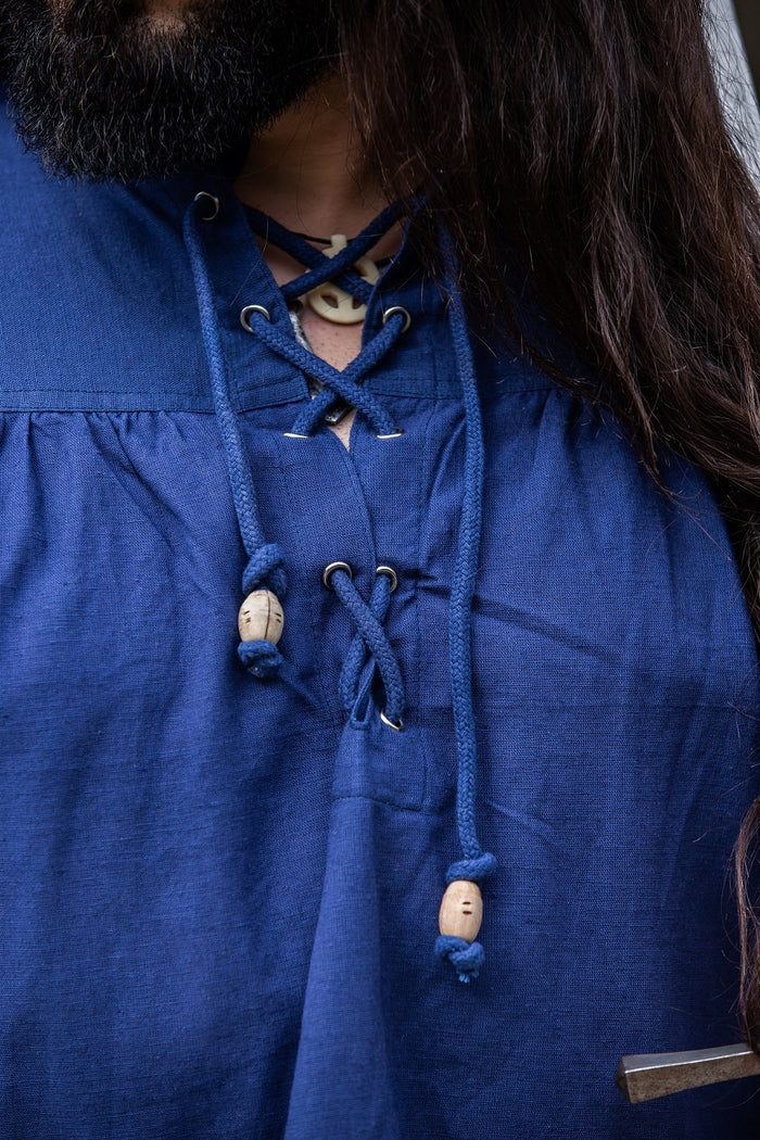 Pirat skjorta med snörning, blå