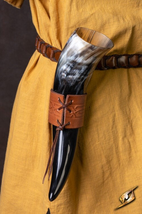 Leder Trinkhornhalter Edda, braun