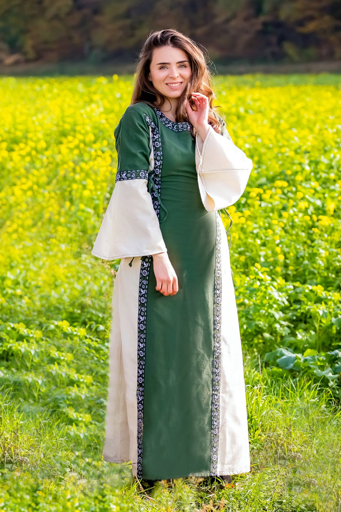 Jurk Cleena groen-wit