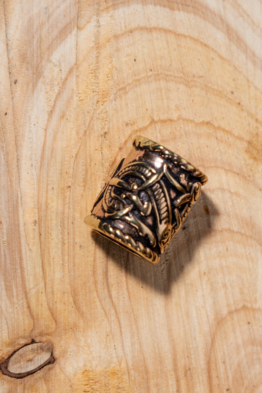 Wikinger Bartperle mit Drachenmotiv, Bronze