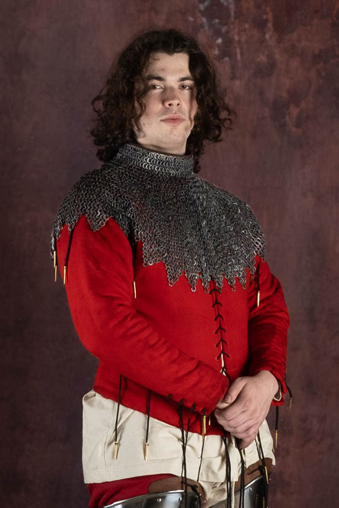 Płaszcz biskupi z kolczym kapturem, płaskie pierścienie mieszane, 8 mm