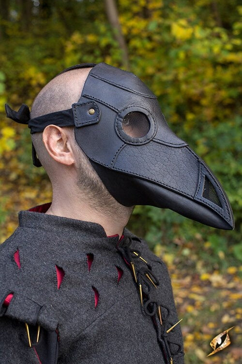 Masque de médecin de la peste en cuir, noir