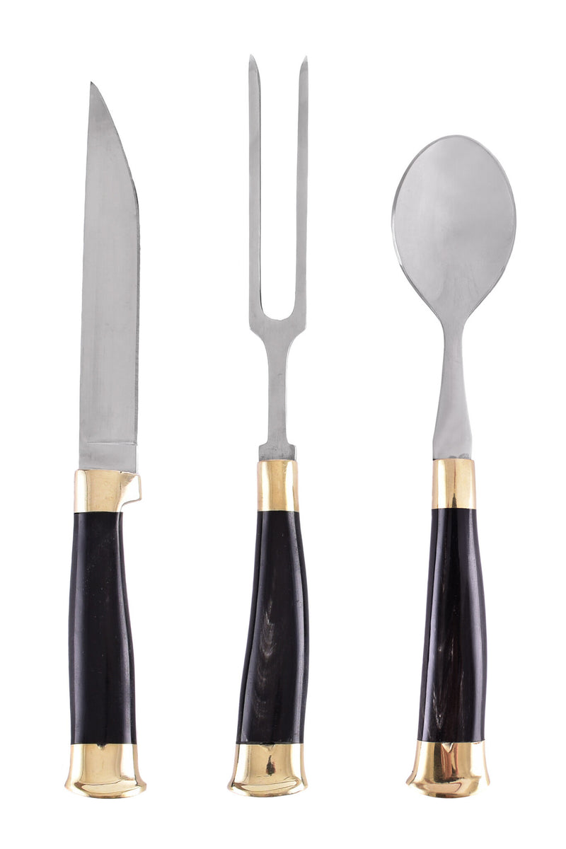 Hornbestickset med fodral, rostfritt stål