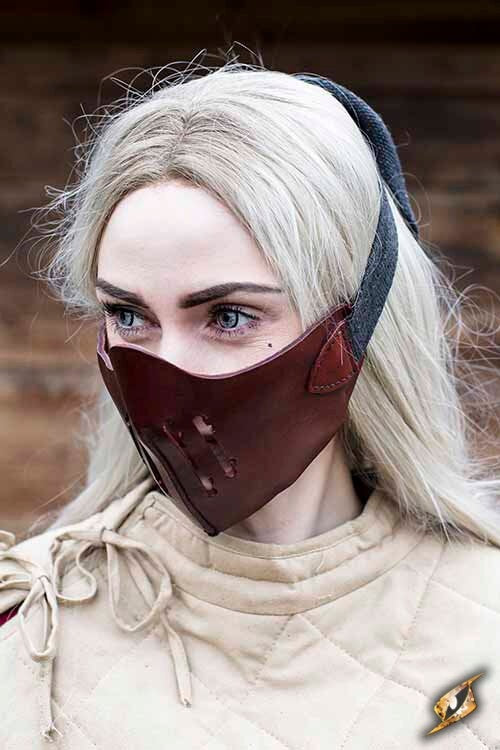 Leather Mempo half mask, red