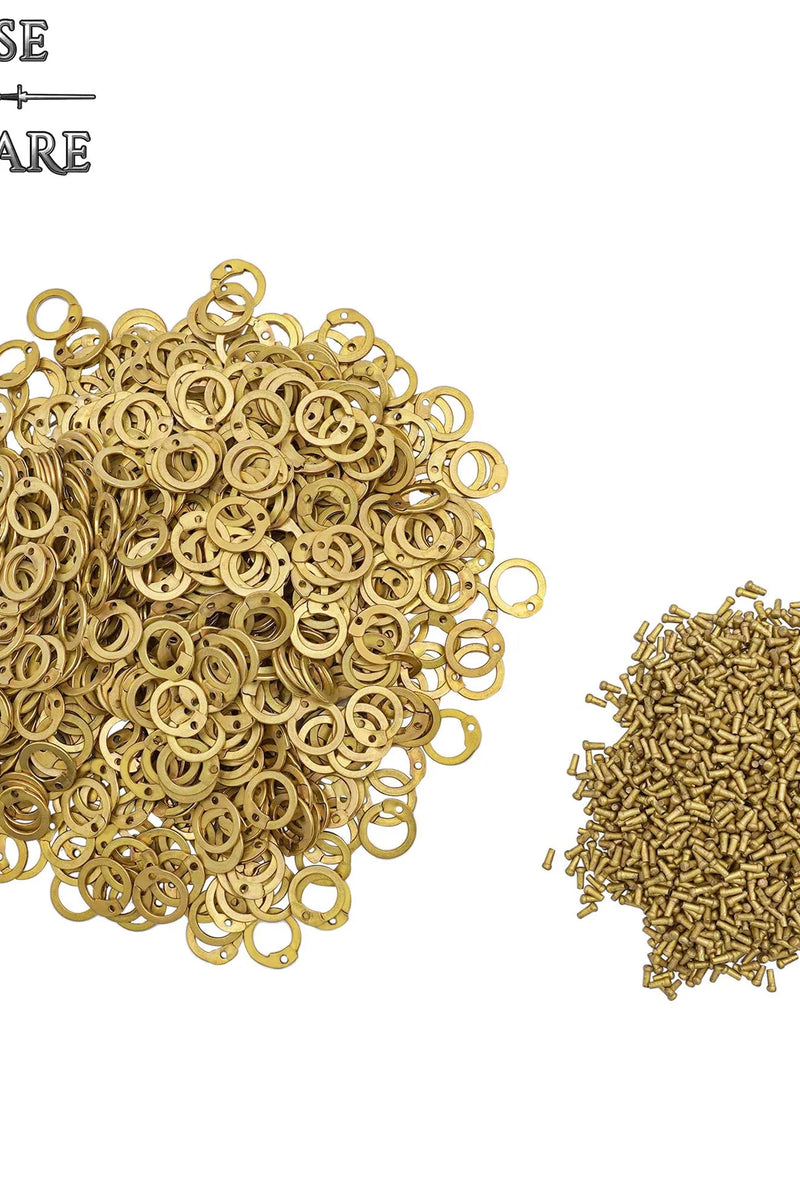70 g mosiężnych ogniw kolczugi, płaskie ogniwa, okrągłe nity, 8 mm