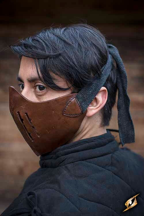 Leren Mempo halfmasker, bruin