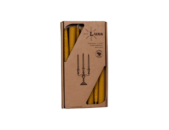 Gerolde bijenwaskaars 24 cm, set van 7