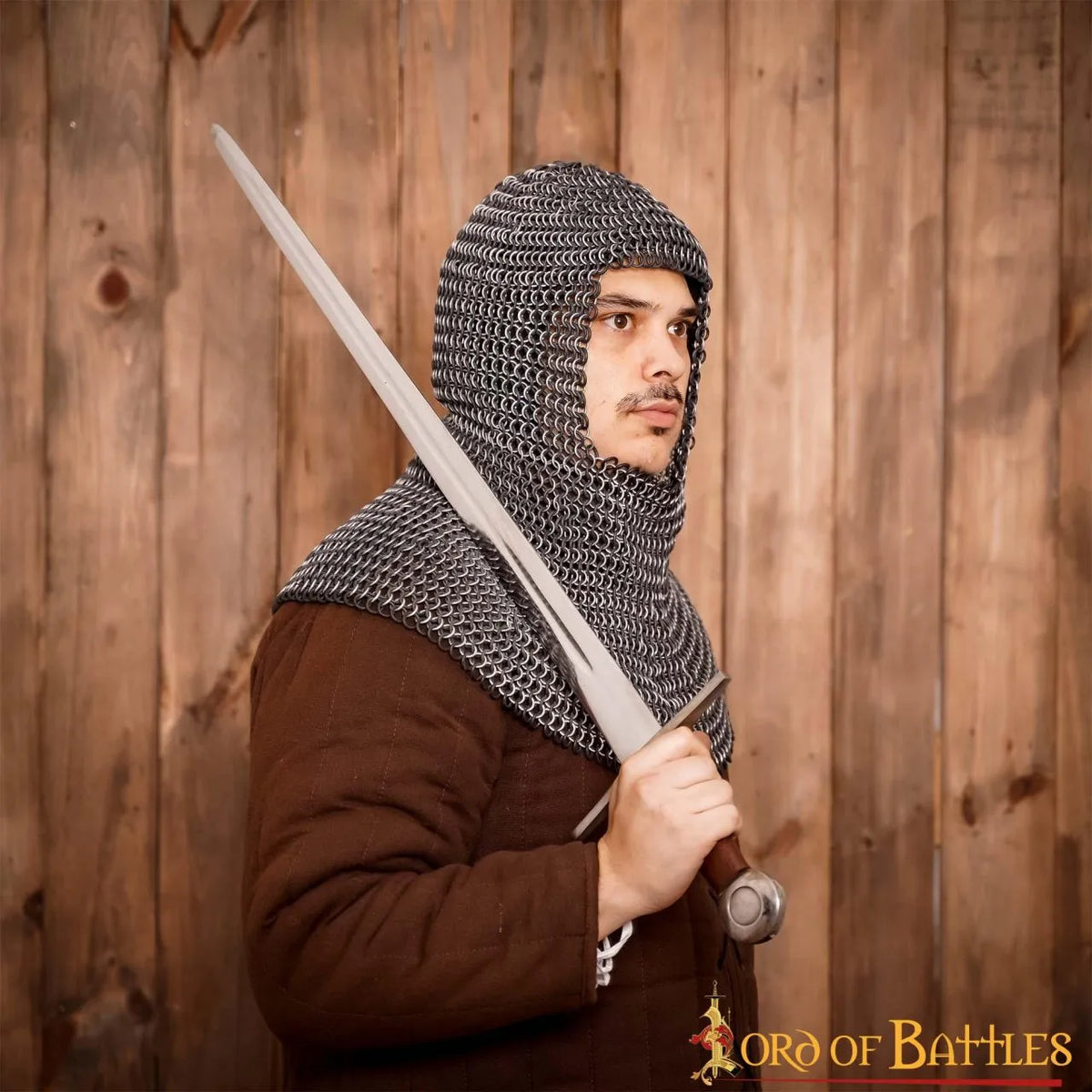 Ringbrynje coif, aluminium og gummi, 10 mm