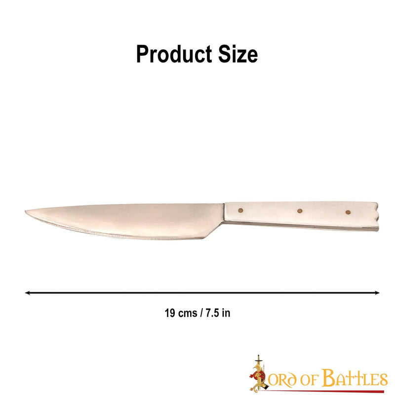 Couteau de table du XVe siècle avec manche en os, acier inoxydable