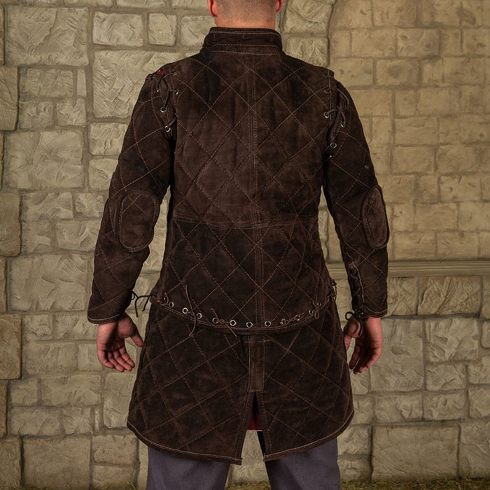 Gambeson Arthur in pelle scamosciata, set completo, marrone
