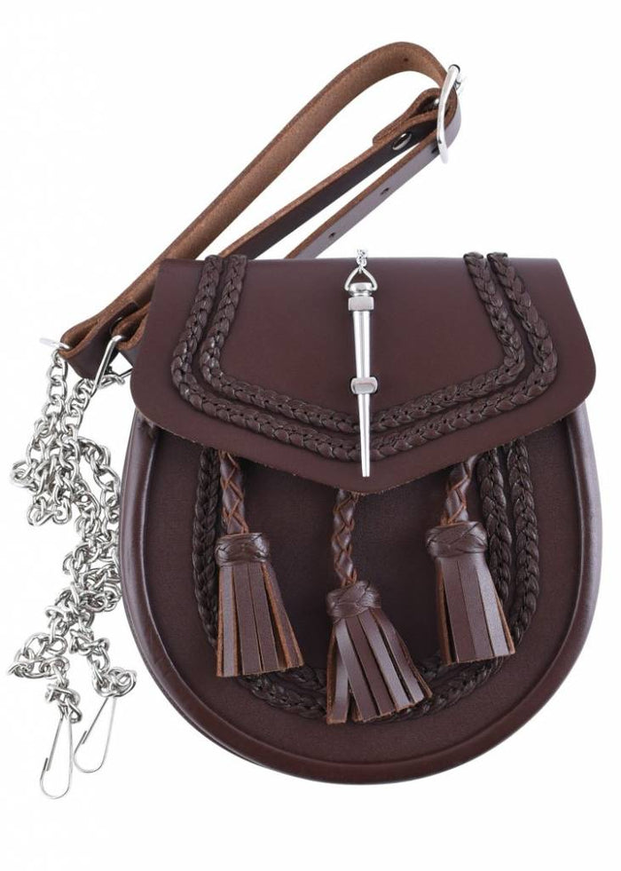 Sporran con motivo intrecciato, marrone