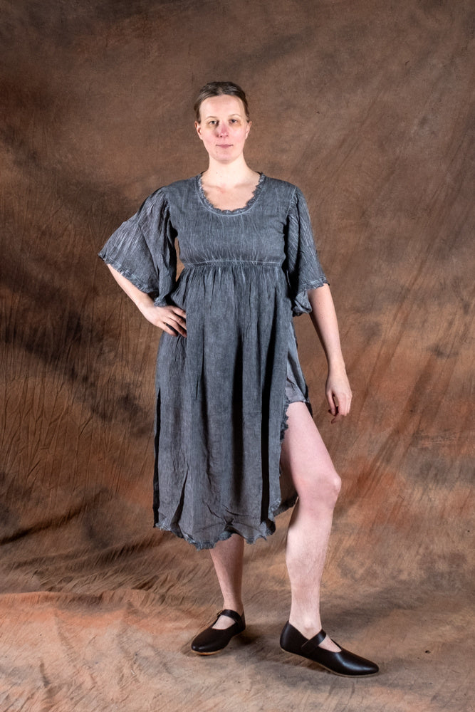 Frieda zomerjurk, grijsblauw