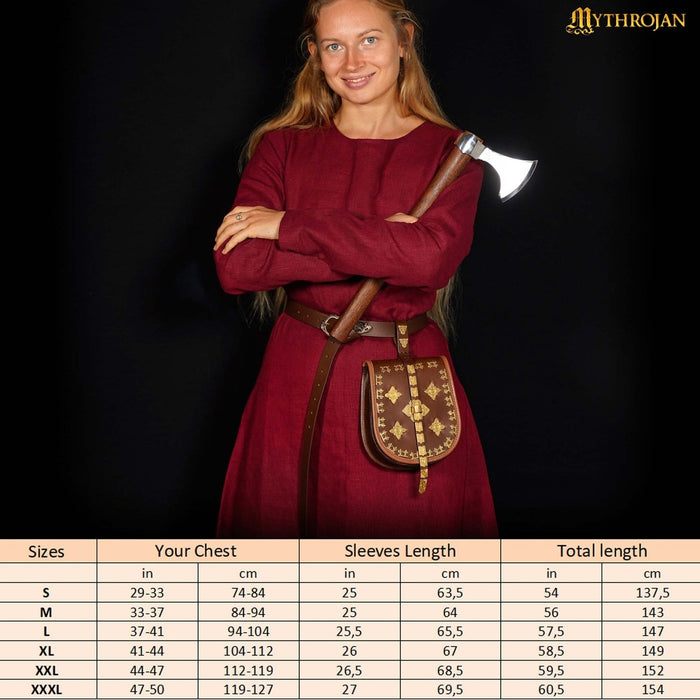 Viking dress Helga, linen, red