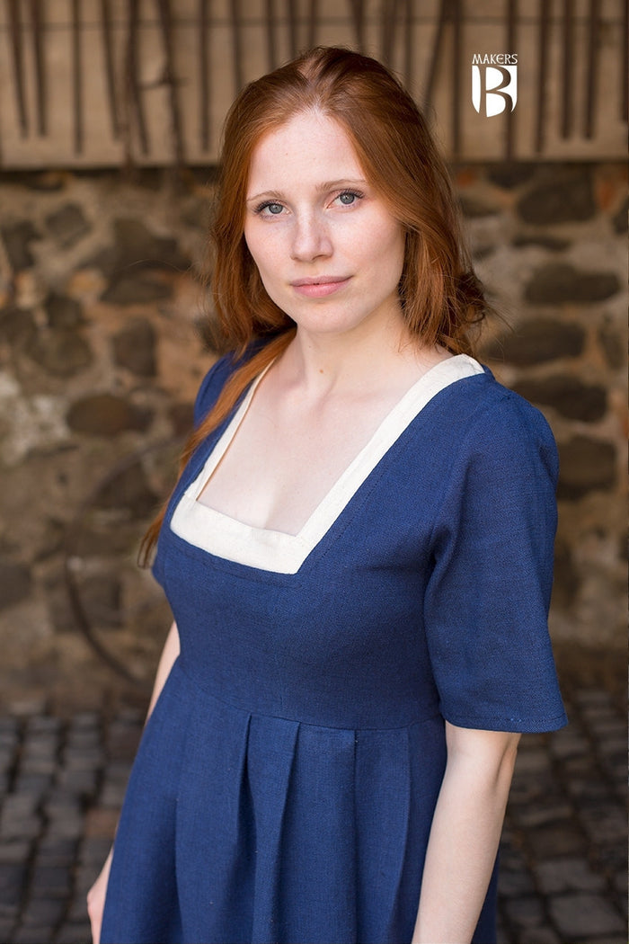 Mittelalterliches Kleid Frideswinde, 14. Jahrhundert, blau