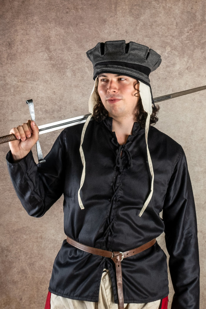 14th century hat, Codex Manesse, black-grey, wool mix