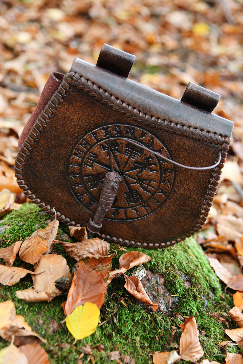 Leather bag with Vegvisir