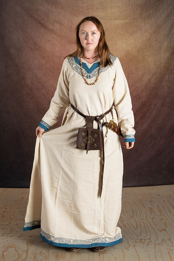 Robe viking Lagertha, naturel-bleu