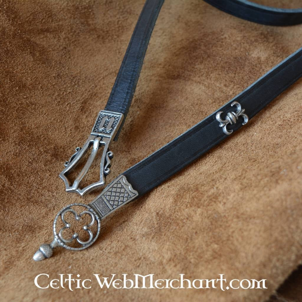 Lyxigt gotiskt bälte, mässing, 151 cm, brun