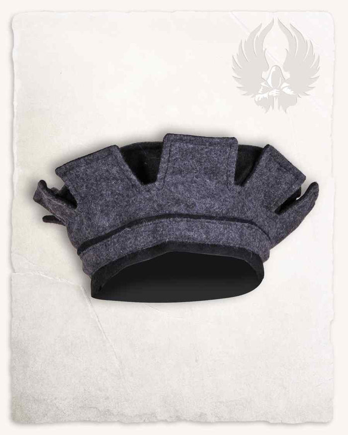 14th century hat, Codex Manesse, black-grey, wool mix