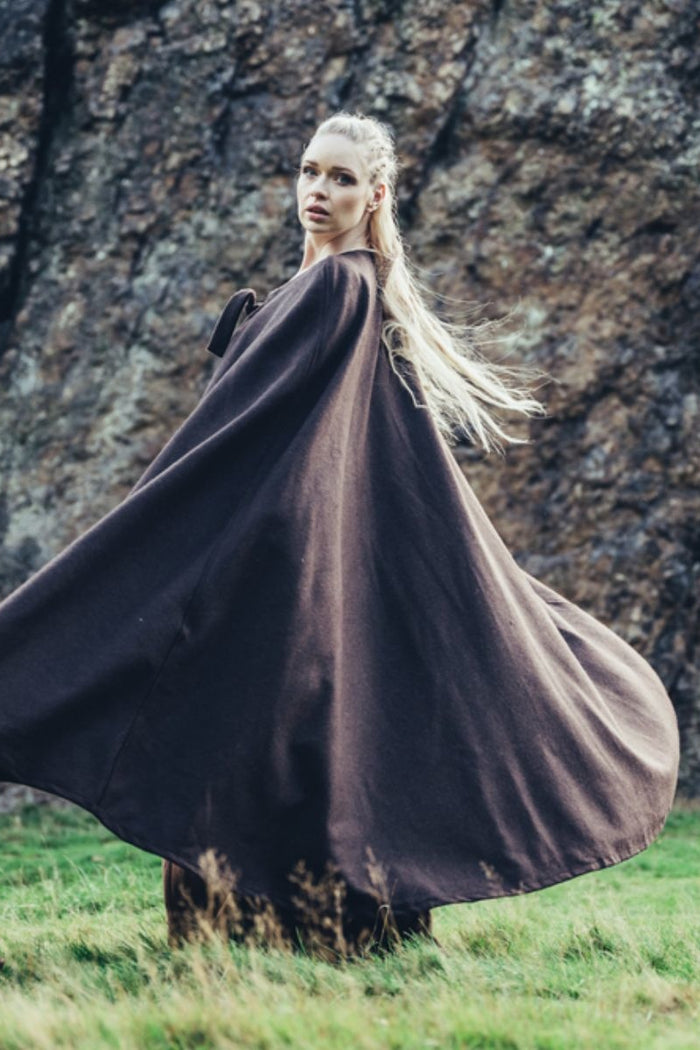 Middeleeuwse mantel Robin, wolmix, bruin