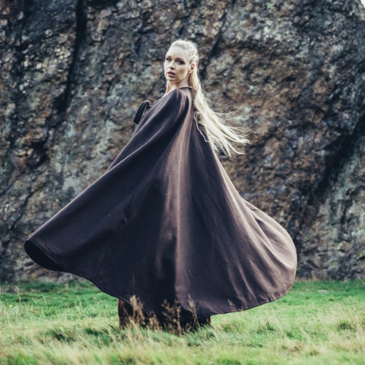 Medieval cloak Robin, wool blend, brown