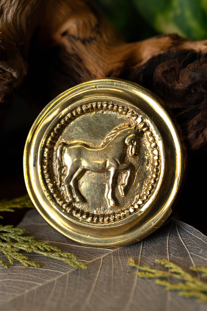 Roman phalera horse gold color