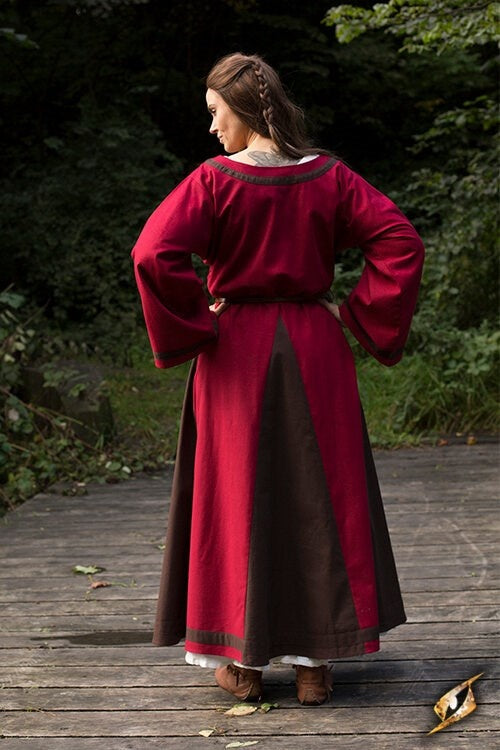 Viking dress Astrid, red/brown