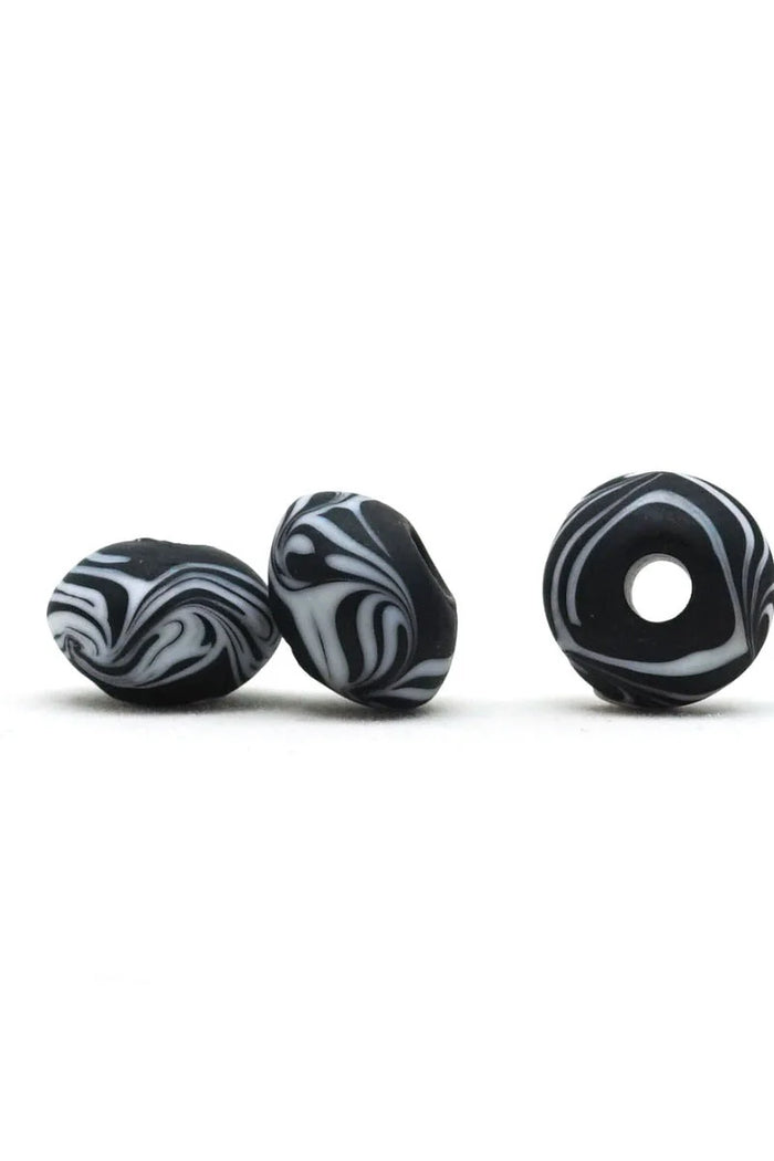 Viking glass bead Gotland, black-white