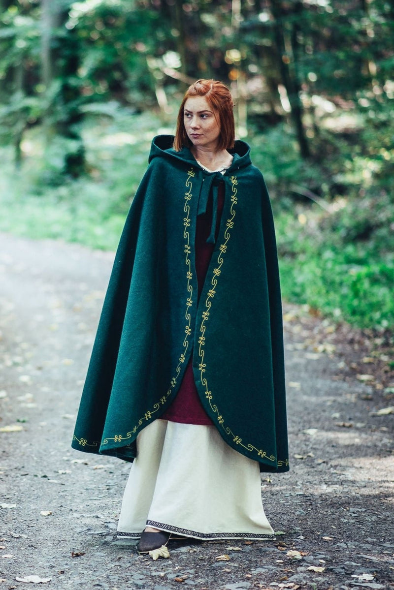 Manteau Ceridwen, vert, mélange de laine