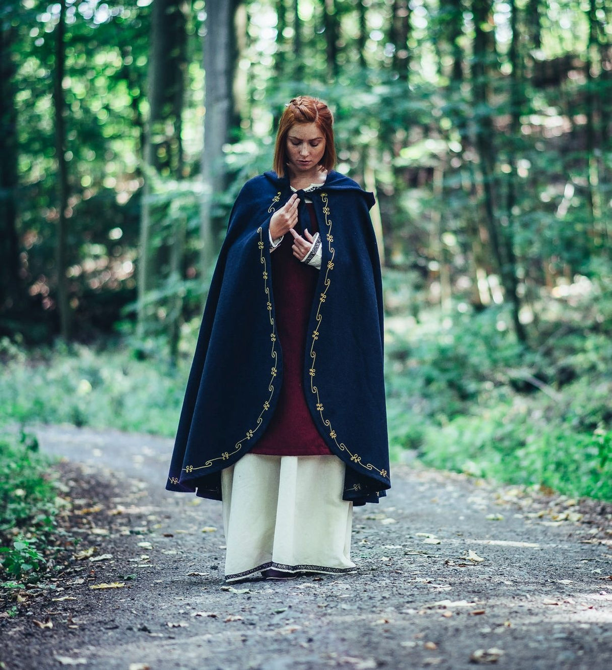 Manteau Ceridwen, mélange de laine, bleu