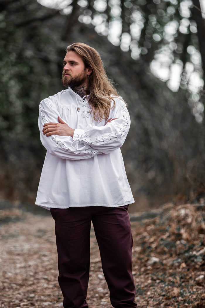 Piratenhemd met veters, wit