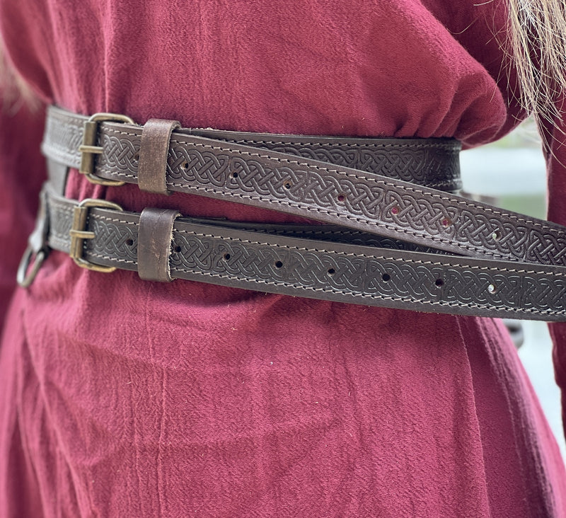 Dubbele Viking riem Floki, donkerbruin
