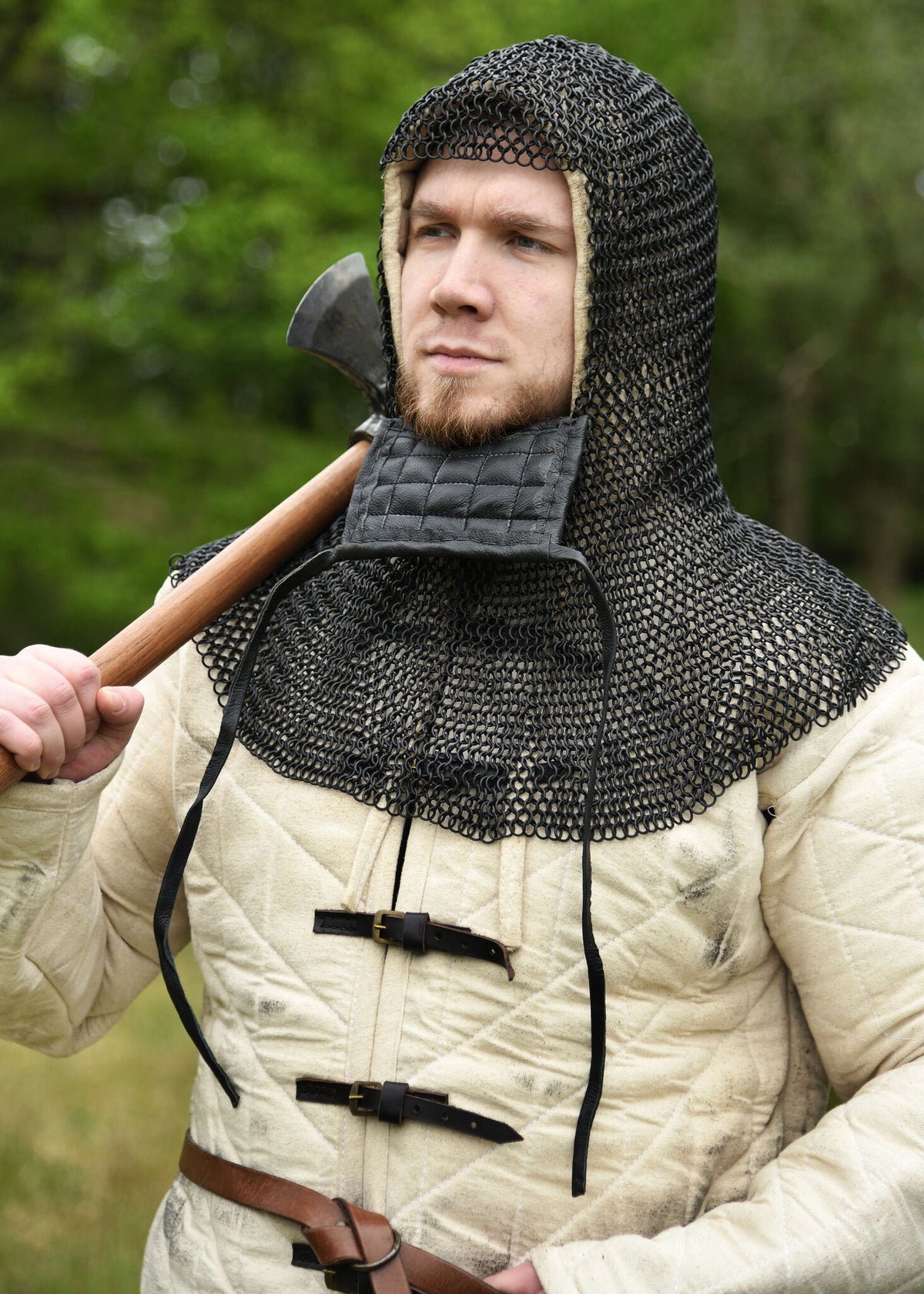 Ringbrynjehuva med fyrkantig ventail, bronserad, 8 mm