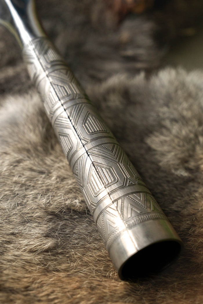 Dekoreret vikinge-kastespydspids, semi-skarp