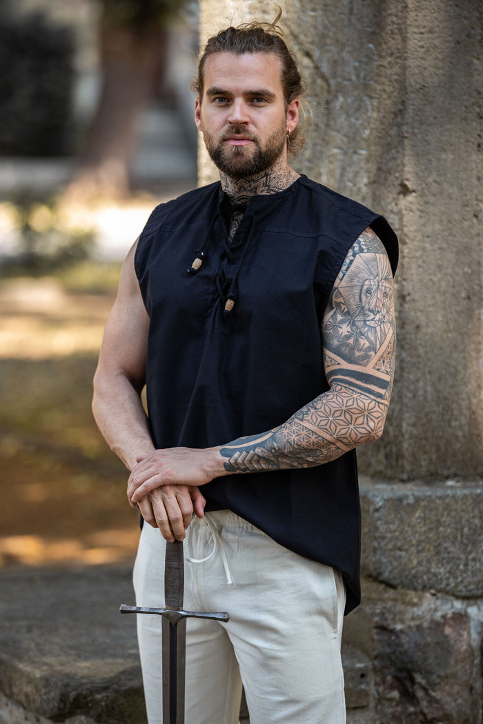 Chemise de pirate Jean, noir