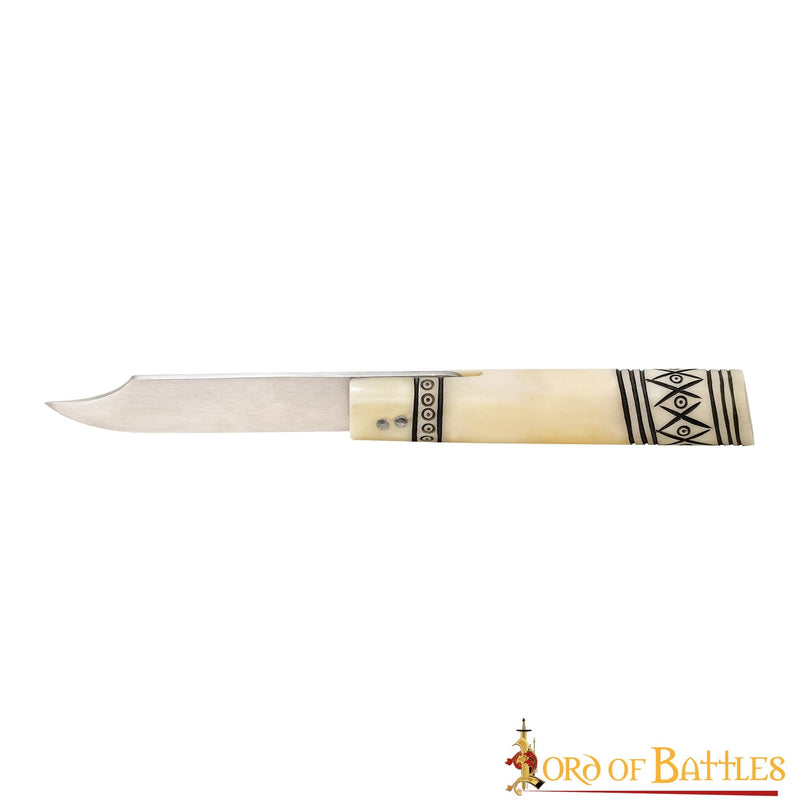 Cuchillo vikingo plegable Birka, acero inoxidable, semi-afilado