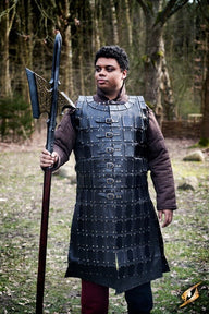 Leren brigandine lang, zwart