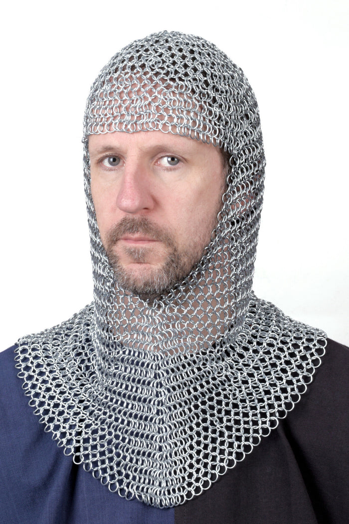 Cofia de malla con cuello triangular, galvanizada, 9 mm